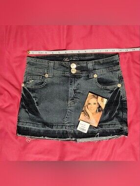 Light Wash Denim Mini Skirt Raw Hem